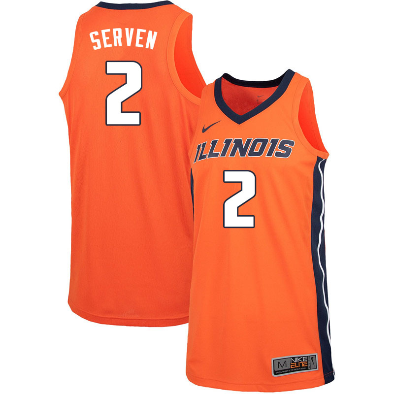 Men #2 Connor Serven Illinois Fighting Illini College Basketball Jerseys Sale-Orange